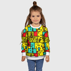 Свитшот детский Роботы монстры паттерн, цвет: 3D-белый — фото 2