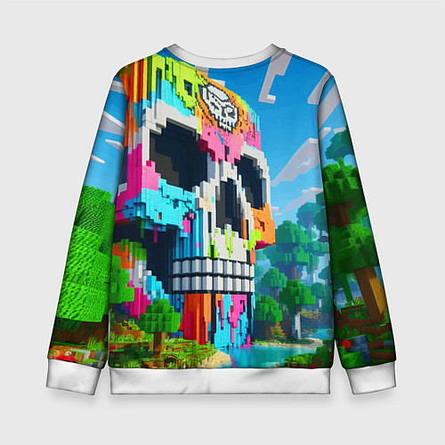 Детский свитшот Minecraft skull - ai art fantasy / 3D-Белый – фото 2