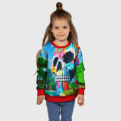 Свитшот детский Minecraft skull - ai art fantasy, цвет: 3D-красный — фото 2