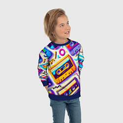 Свитшот детский Магия микстейпов: Цветная ностальгия, цвет: 3D-синий — фото 2