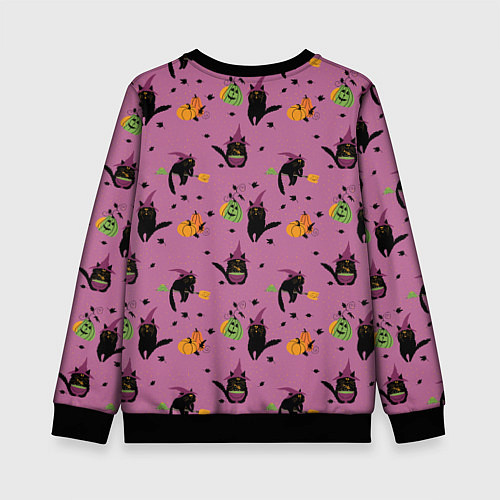 Детский свитшот Хэллоуин и кот ведьмы / 3D-Черный – фото 2