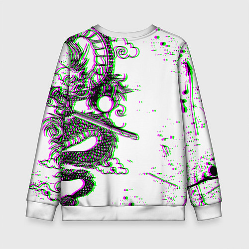 Детский свитшот Cyberpunk neon dragon / 3D-Белый – фото 2