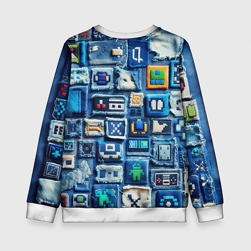 Детский свитшот Пэчворк с геймерскими знаками / 3D-Белый – фото 2