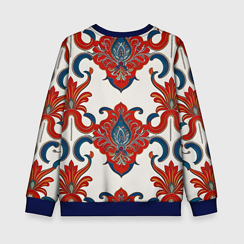 Детский свитшот Узор красно-синий на белом фоне / 3D-Синий – фото 2