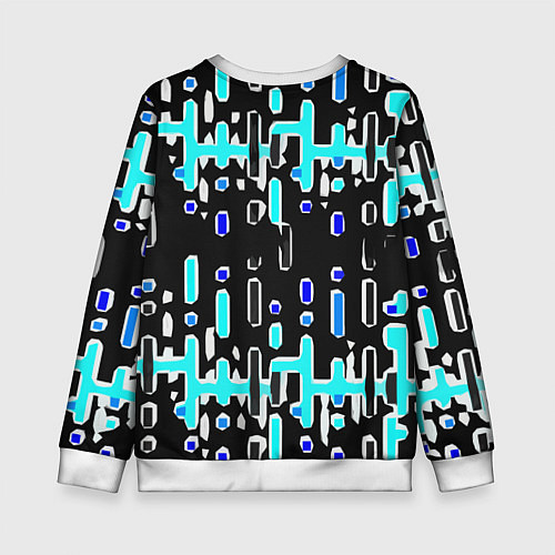 Детский свитшот Синие линии и точки на чёрном фоне / 3D-Белый – фото 2