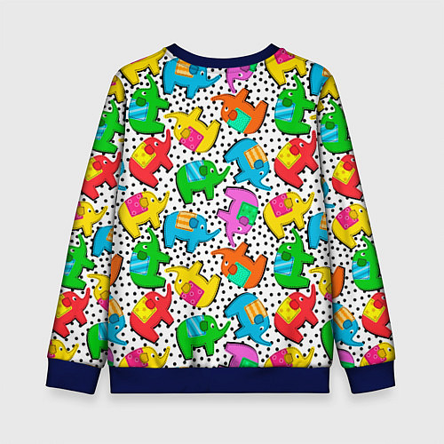 Детский свитшот Нашивки слоники паттерн / 3D-Синий – фото 2