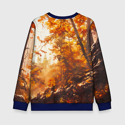 Детский свитшот Волк на привале / 3D-Синий – фото 2