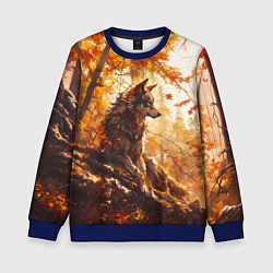 Свитшот детский Волк на привале, цвет: 3D-синий