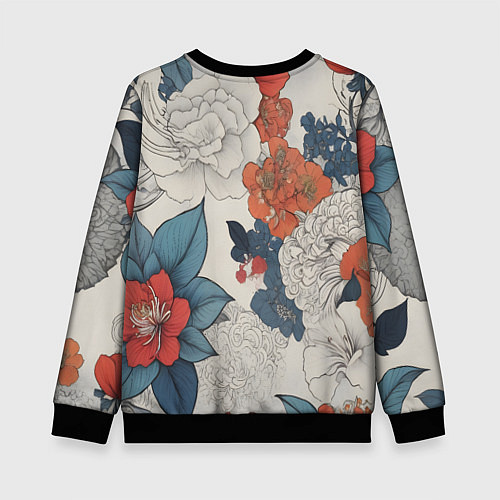 Детский свитшот Очень красивый узор в виде татуировки / 3D-Черный – фото 2