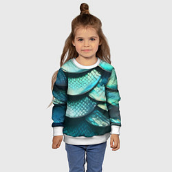 Свитшот детский Чешуя крупной рыбы, цвет: 3D-белый — фото 2