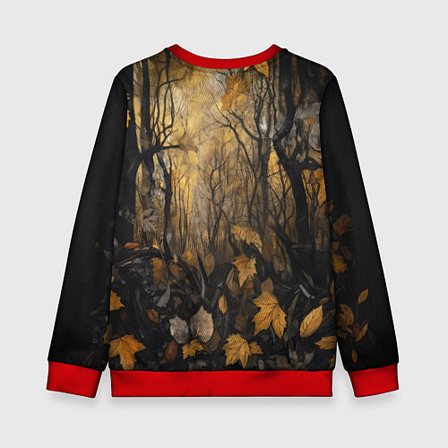 Детский свитшот Благородный волк в осеннем лесу / 3D-Красный – фото 2