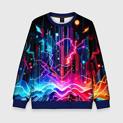 Свитшот детский Neon fantasy - ai art, цвет: 3D-синий