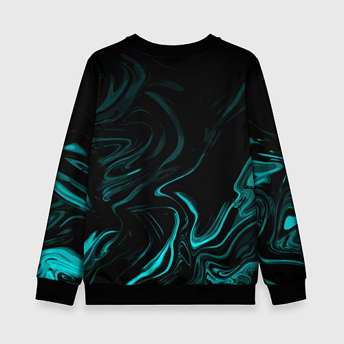 Детский свитшот Чёрный с бирюзовыми разводами абстракция / 3D-Черный – фото 2