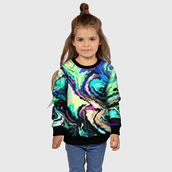Свитшот детский Абстракция смесь красок сине-зелёный, цвет: 3D-черный — фото 2