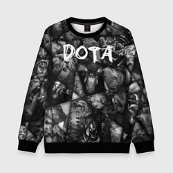 Свитшот детский Dota 2 - мозаика из персонажей игры, цвет: 3D-черный