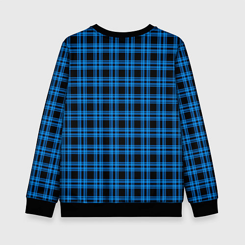 Детский свитшот Чёрно-голубой клетчатый / 3D-Черный – фото 2