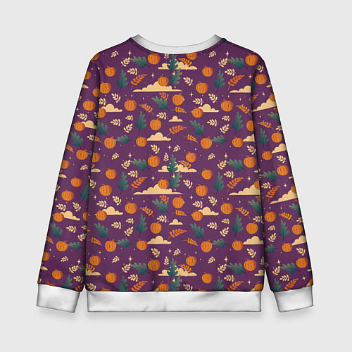 Детский свитшот Маленькие тыквы на фиолетовом фоне / 3D-Белый – фото 2