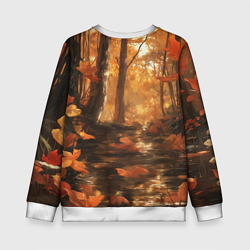 Детский свитшот Выдра в осеннем пруду / 3D-Белый – фото 2