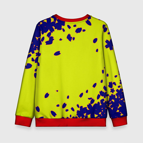 Детский свитшот Cyberpunk 2077 листья сакуры / 3D-Красный – фото 2