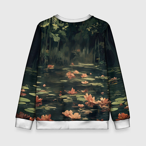 Детский свитшот Выдра в лесном пруду / 3D-Белый – фото 2