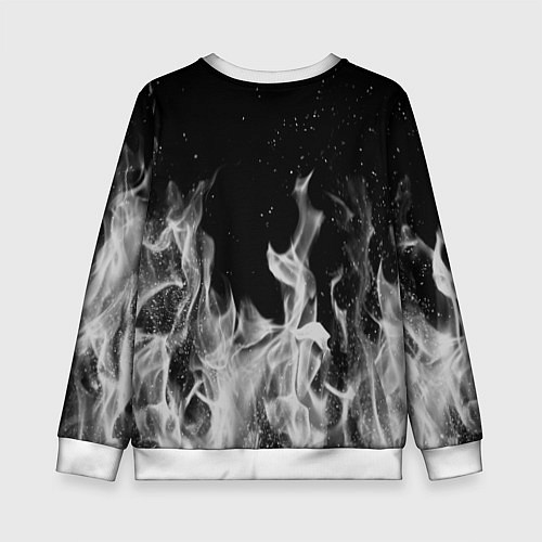 Детский свитшот Fortnite серый огонь / 3D-Белый – фото 2