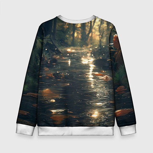 Детский свитшот Выдра в летнем пруду / 3D-Белый – фото 2