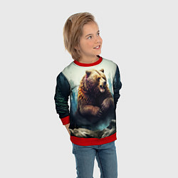 Свитшот детский Агрессивный бурый медведь, цвет: 3D-красный — фото 2