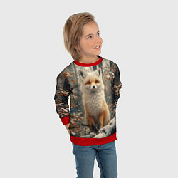 Свитшот детский Бело-рыжая лиса, цвет: 3D-красный — фото 2
