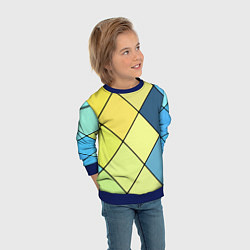 Свитшот детский Геометрия линии клетка, цвет: 3D-синий — фото 2