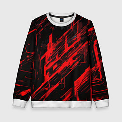 Свитшот детский Red stripes on a black background, цвет: 3D-белый