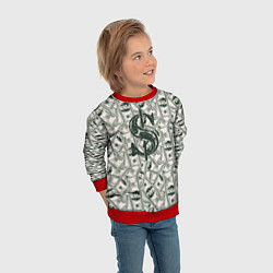 Свитшот детский Знак доллар - зелень, цвет: 3D-красный — фото 2