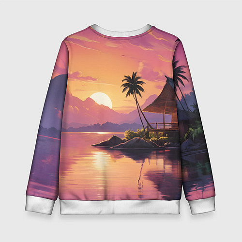 Детский свитшот Домик на берегу закат / 3D-Белый – фото 2