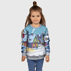 Свитшот детский Зимние домики иллюстрация, цвет: 3D-меланж — фото 2