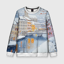 Свитшот детский Заснеженный Санкт-Петербург, цвет: 3D-белый