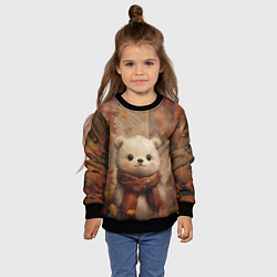 Свитшот детский Белый мишка в шарфе, цвет: 3D-черный — фото 2