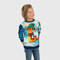 Свитшот детский Змейка в сказочном городе, цвет: 3D-синий — фото 2