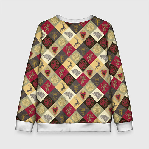 Детский свитшот Лого домов Игра престолов паттерн / 3D-Белый – фото 2