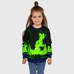 Свитшот детский Кислотный зелёный огонь, цвет: 3D-синий — фото 2