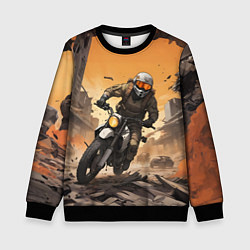 Свитшот детский Байкер в движении, цвет: 3D-черный