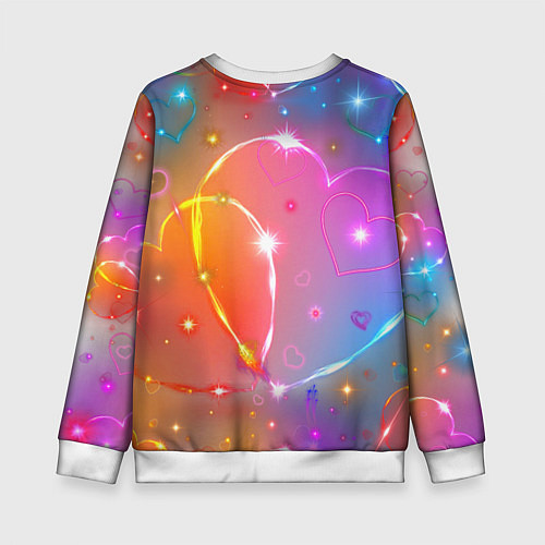 Детский свитшот Неоновые сердца со звездочками / 3D-Белый – фото 2