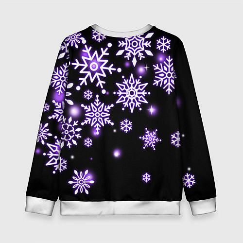 Детский свитшот Снежинки в неоне / 3D-Белый – фото 2
