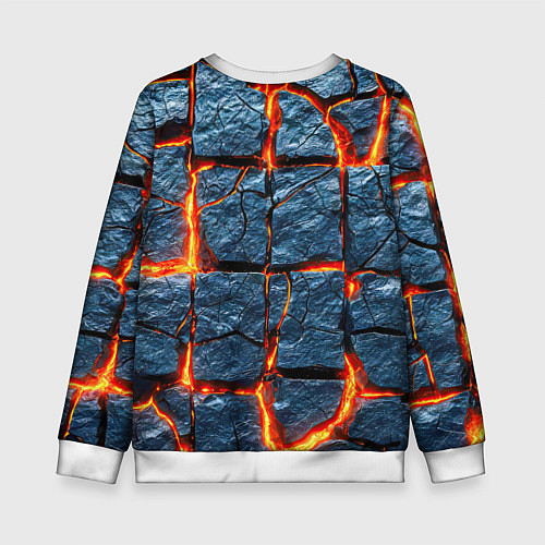 Детский свитшот Каменный разлом с лавой, паттерн / 3D-Белый – фото 2