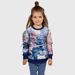 Свитшот детский Японская зима в сельской местности, цвет: 3D-синий — фото 2