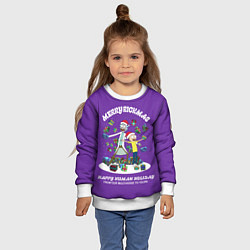Свитшот детский Рик и Морти Новый год подарки Merry Christmas, цвет: 3D-белый — фото 2
