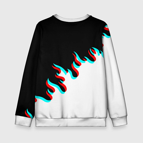Детский свитшот Нирвана глитч огонь / 3D-Белый – фото 2