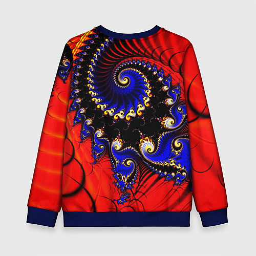 Детский свитшот Оптический узор фракталы завитки / 3D-Синий – фото 2
