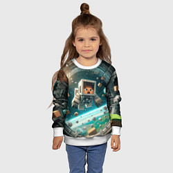 Свитшот детский An astronaut in outer space - Minecraft, цвет: 3D-белый — фото 2