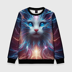 Свитшот детский Fantastic blue-eyed neon kitten, цвет: 3D-черный