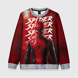 Свитшот детский Spider-man red background, цвет: 3D-меланж