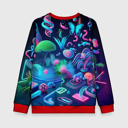 Детский свитшот Фантастическая абстрактная композиция - сюрреализм / 3D-Красный – фото 2